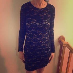 Black lace long sleeved dress